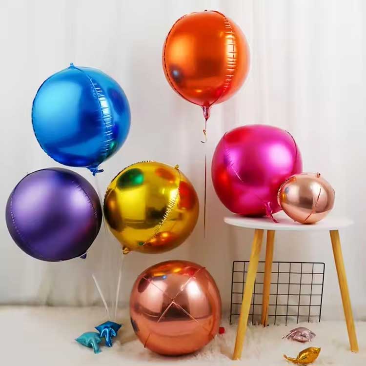 4D Renkli Yuvarlak Folyo Balon