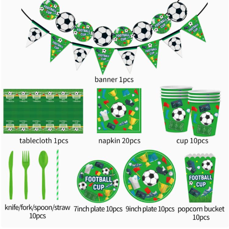 Futbol Temalı Parti Dekorasyonu Tek Kullanımlık Tabak Seti
